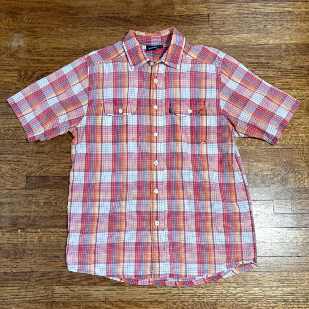 KAVU Plaid Short Sleeve Button Up Shirt Mens‎ Medium Outdoor Casual Cotton